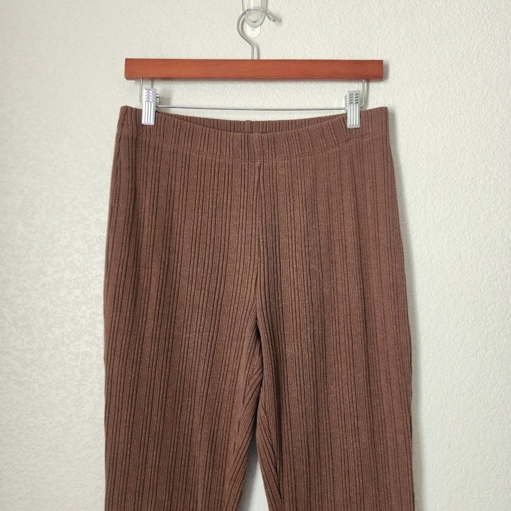 VINCE Brown Rib Knit Flared Pants Clean Girl 90s Minimalist M‎ - Picture 10 of 10